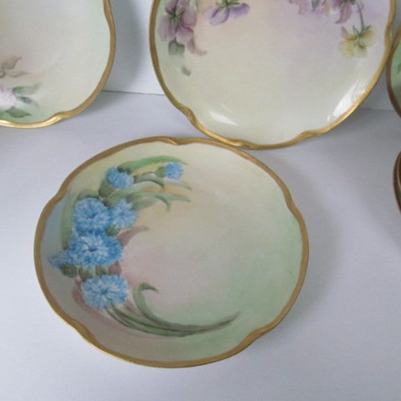 Blue Carnation Hand Painted China Plate Floral Plates for walls Cabinet Plates - Picture 2 of 5